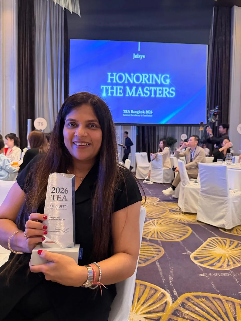Dr. Meghna Mour with the 2026 TEA Density Clinical Achievement Award