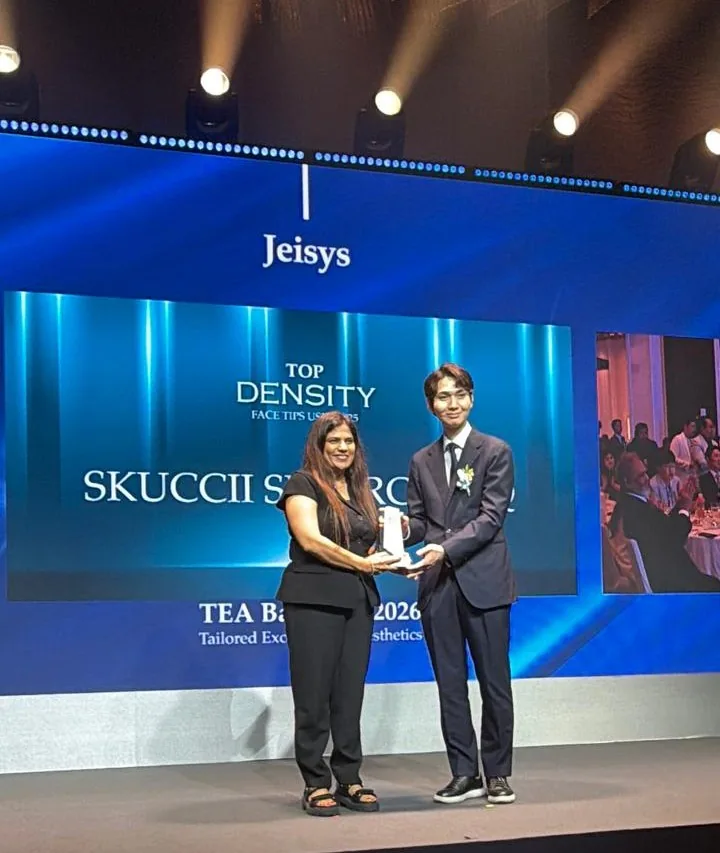 Dr. Meghna Mour receiving the Density award on stage at TEA Bangkok 2026