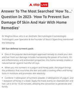 Answer To The Most Searched 'How To...'Question In 2023- 'How To Prevent Sun Damage Of Skin And Hair With Home Remedies - 20 Dec 2023