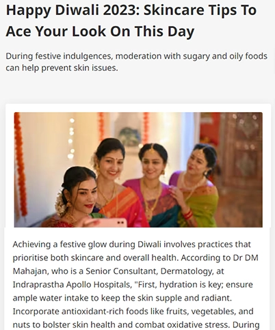 Happy Diwali 2023 Skincare Tips To Ace Your Look On This Day 12 Nov 2023